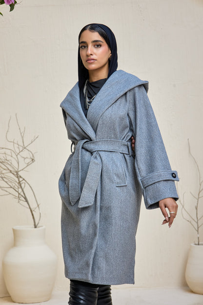 Hooded Long Wool Coat