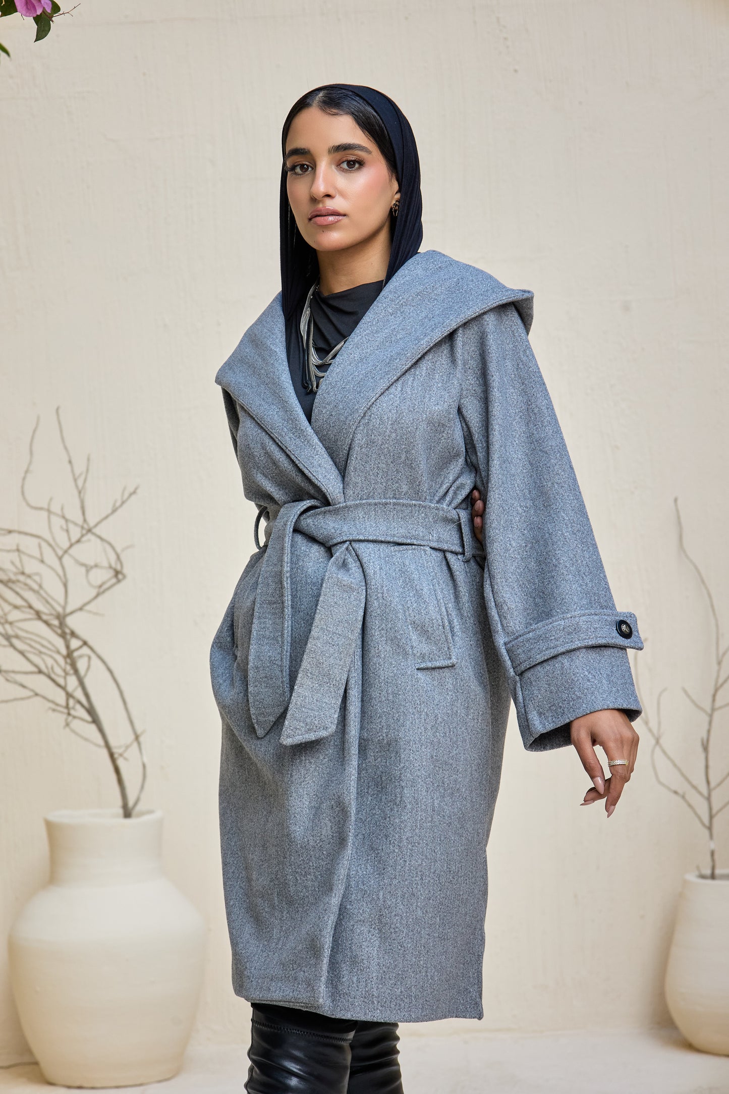Hooded Long Wool Coat