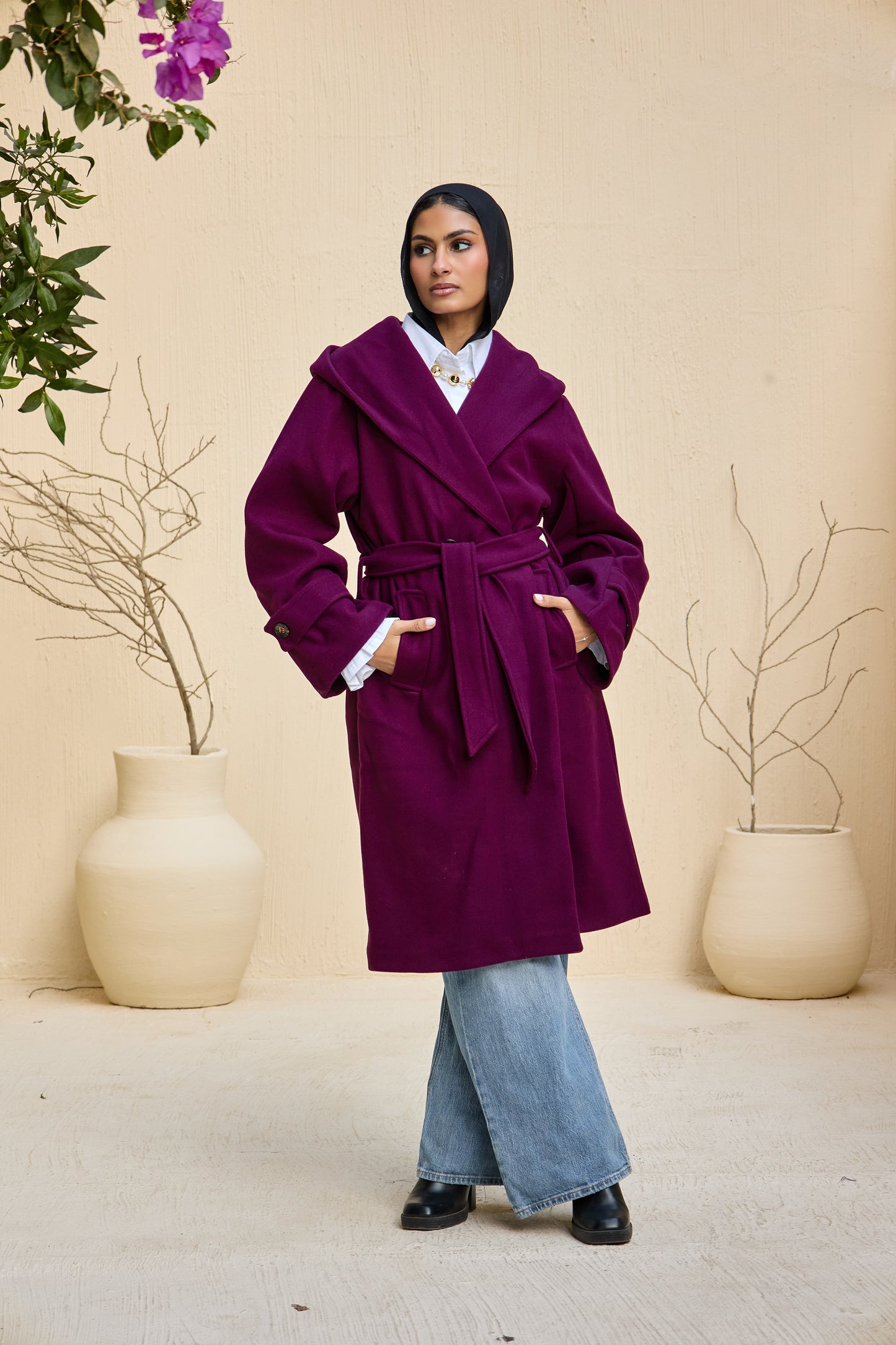 Hooded Long Wool Coat
