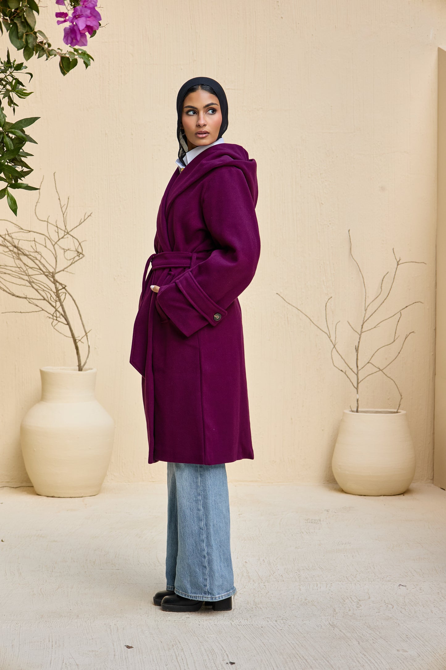 Hooded Long Wool Coat