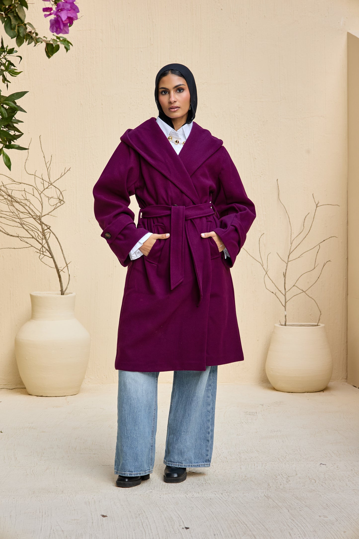 Hooded Long Wool Coat