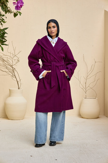 Hooded Long Wool Coat