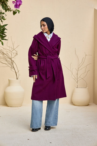 Hooded Long Wool Coat