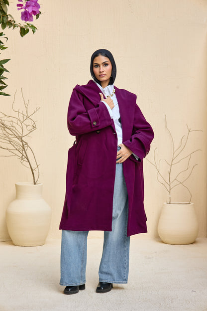 Hooded Long Wool Coat