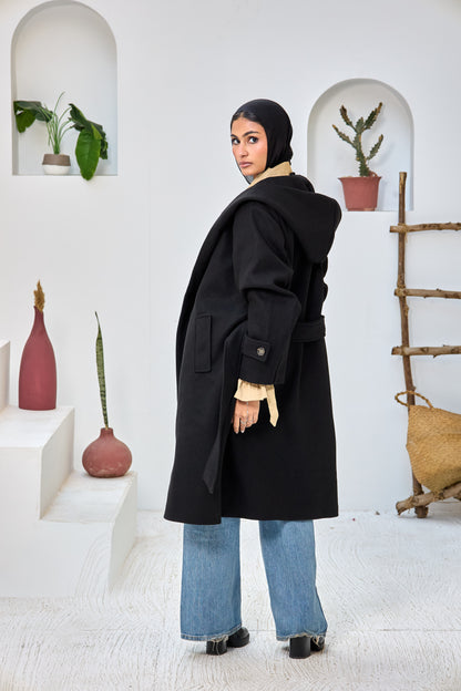 Hooded Long Wool Coat