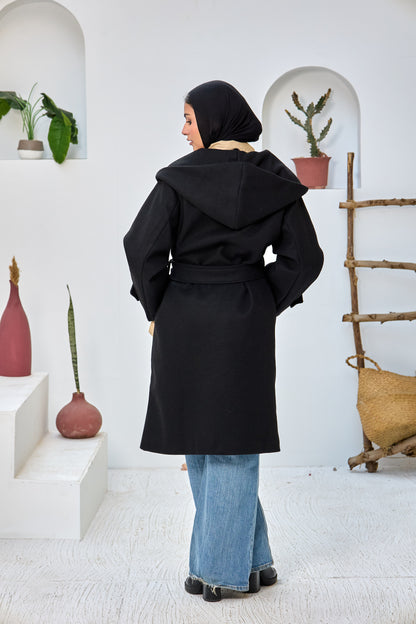 Hooded Long Wool Coat