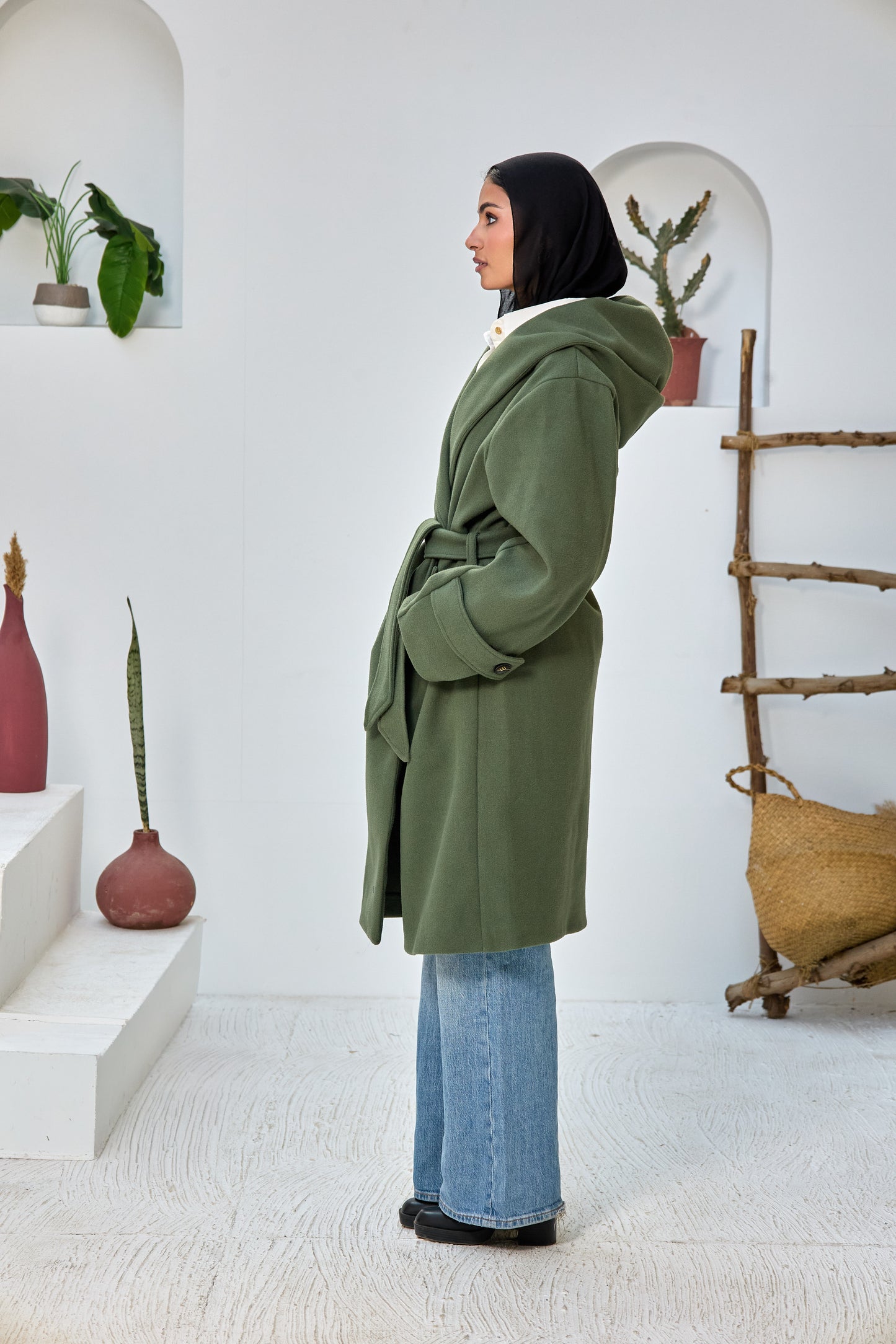 Hooded Long Wool Coat