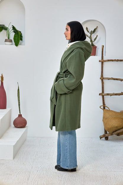 Hooded Long Wool Coat