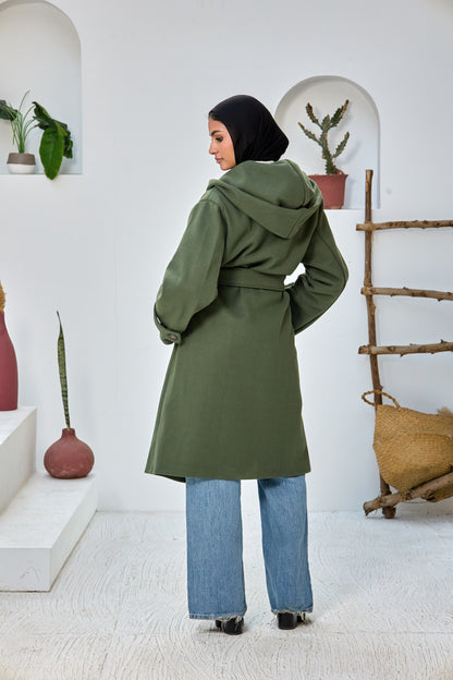 Hooded Long Wool Coat