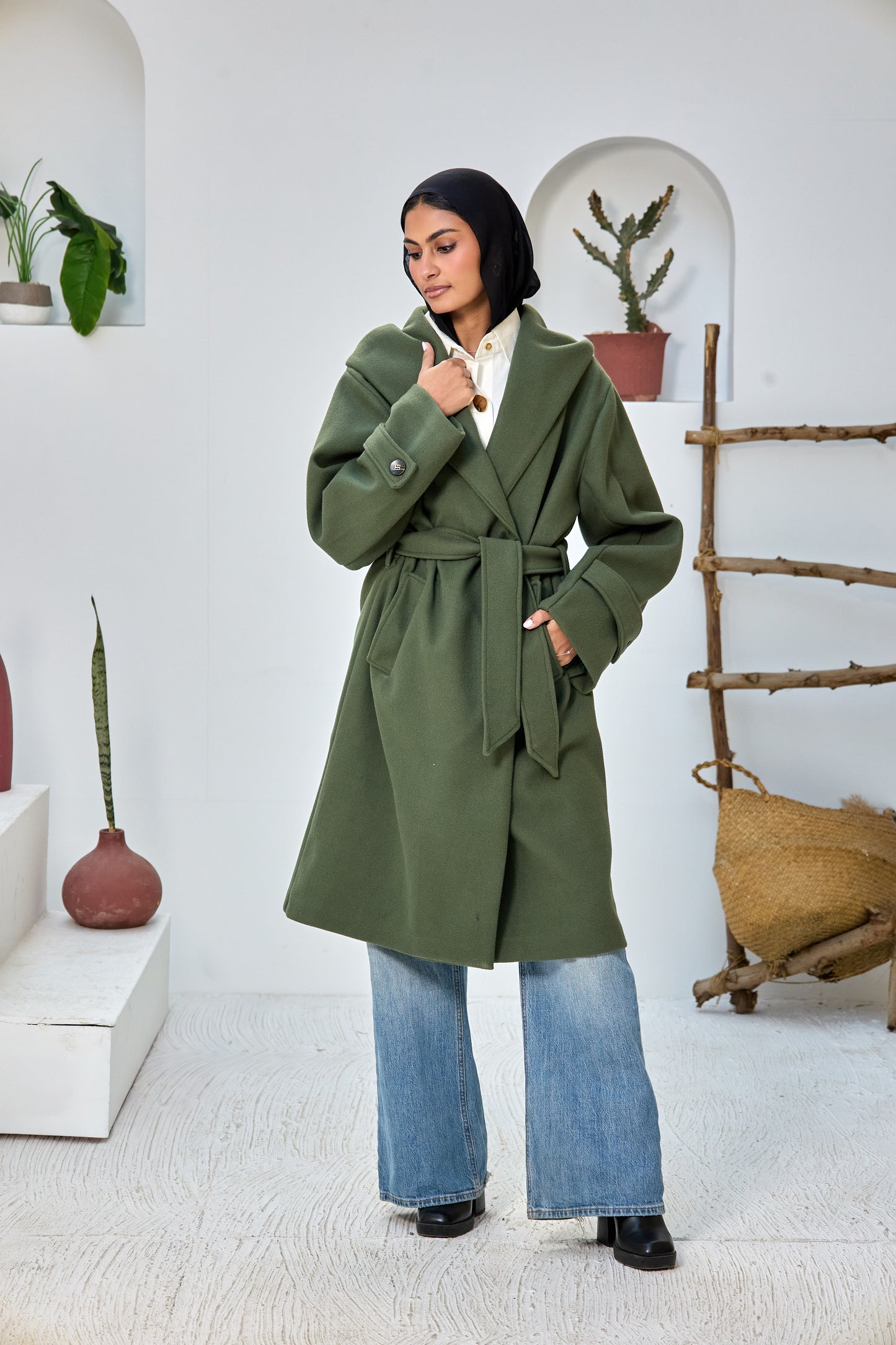 Hooded Long Wool Coat