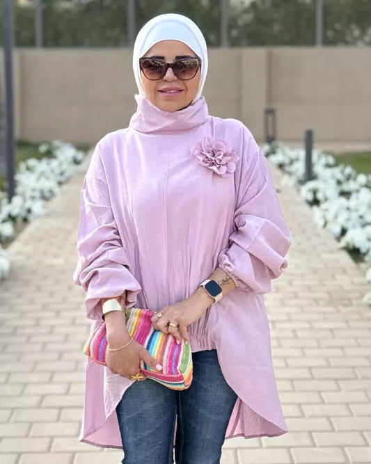 turtle neck top in Powder pink