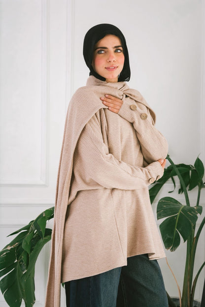 Scarf braided top in beige