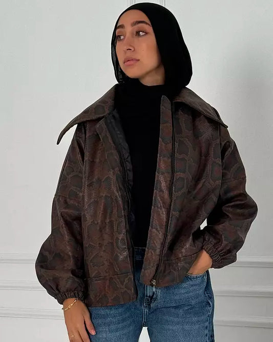 Brown snake leather jacket