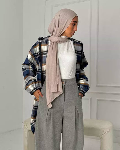 wool wide leg pants in Grey