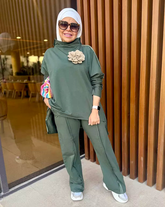 Olive premium melton cotton high low top
