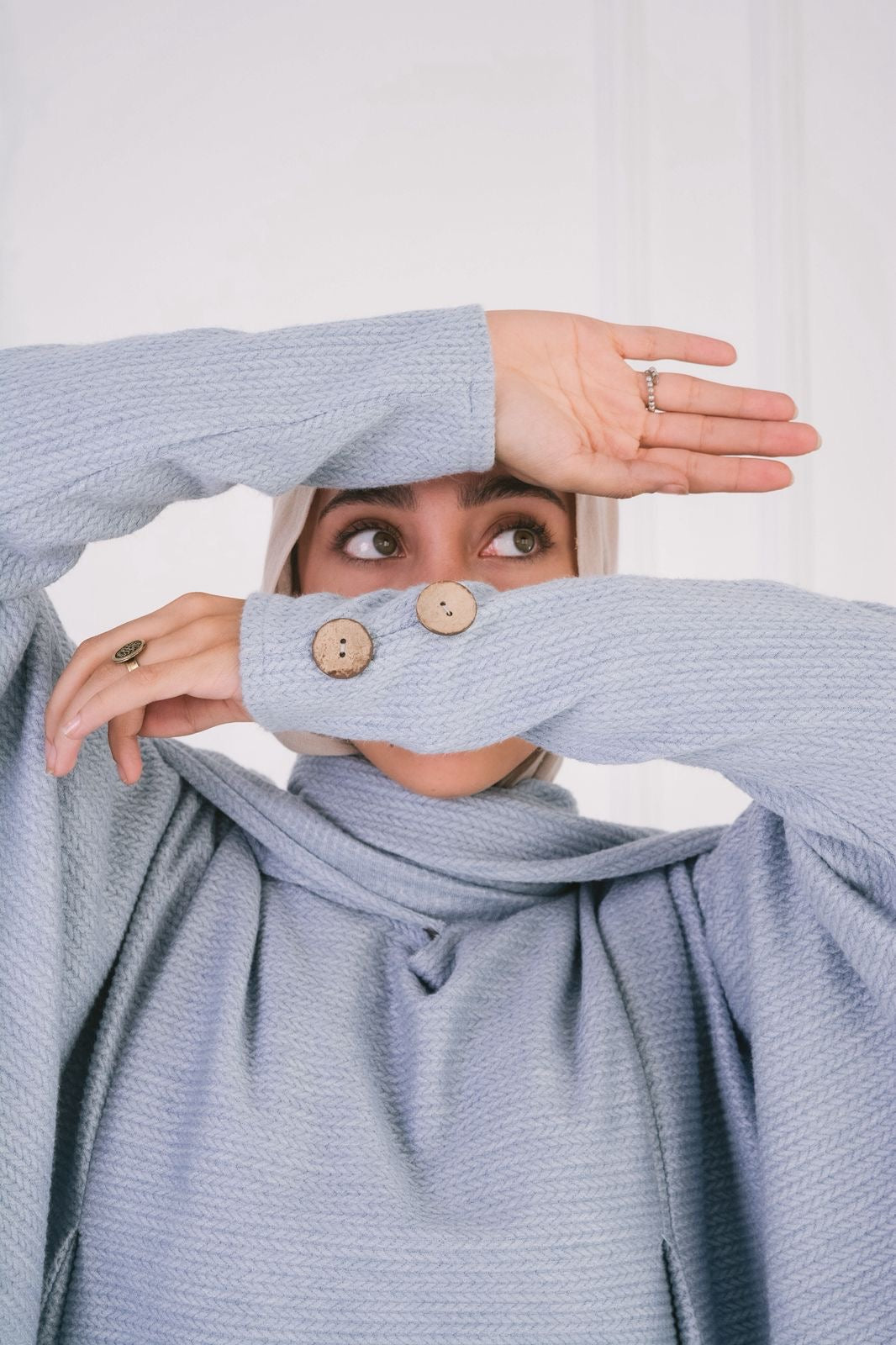 Scarf braided top in baby blue