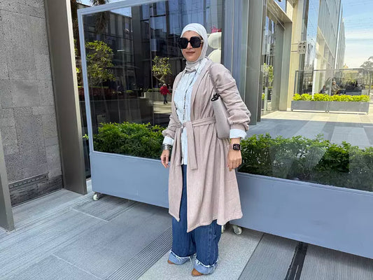 Braided wool cardigan in beige