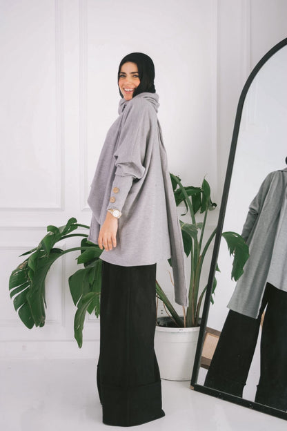 Scarf braided top in grey