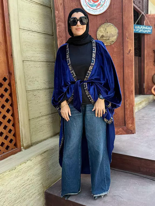 Royal blue high low kaftan