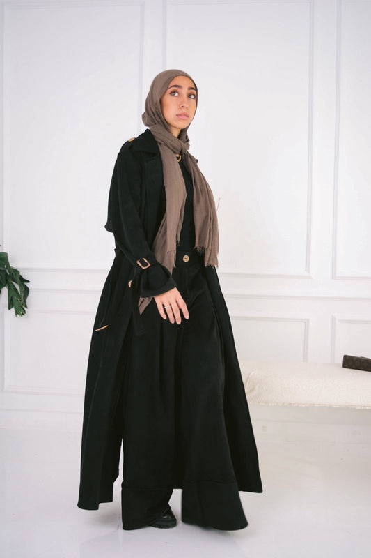 Suede trench coat in Black