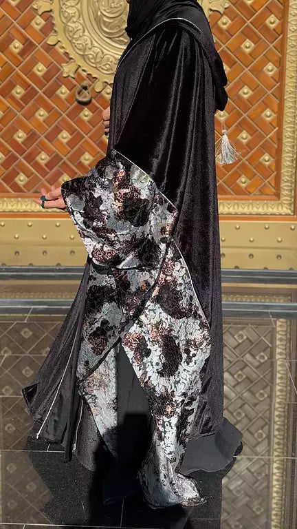 Black velvet ❌ silver flower kaftan