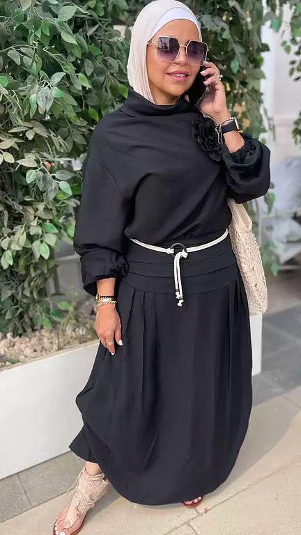 boho skirt in black