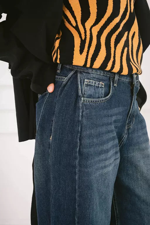 denim wide leg pants