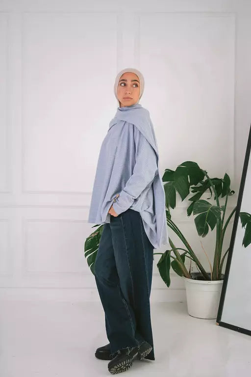 Scarf top in baby blue