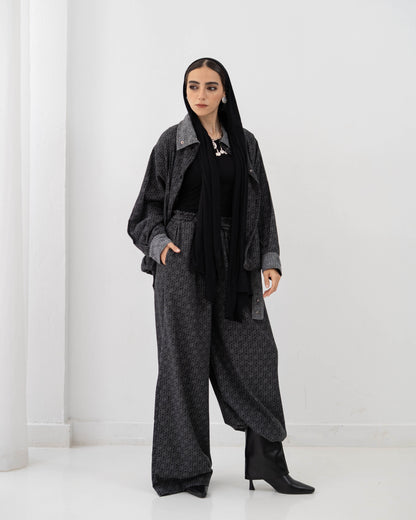 Boho Denim Set In Dark Grey