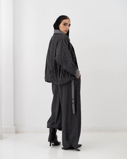 Boho Denim Set In Dark Grey