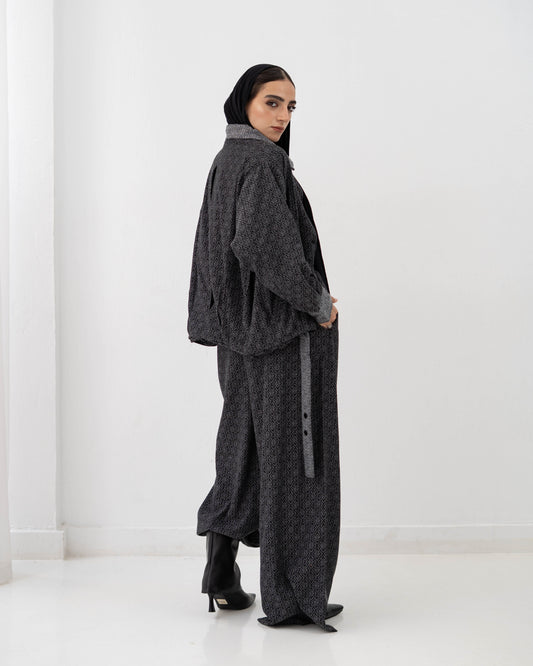 Boho Denim Set In Dark Grey