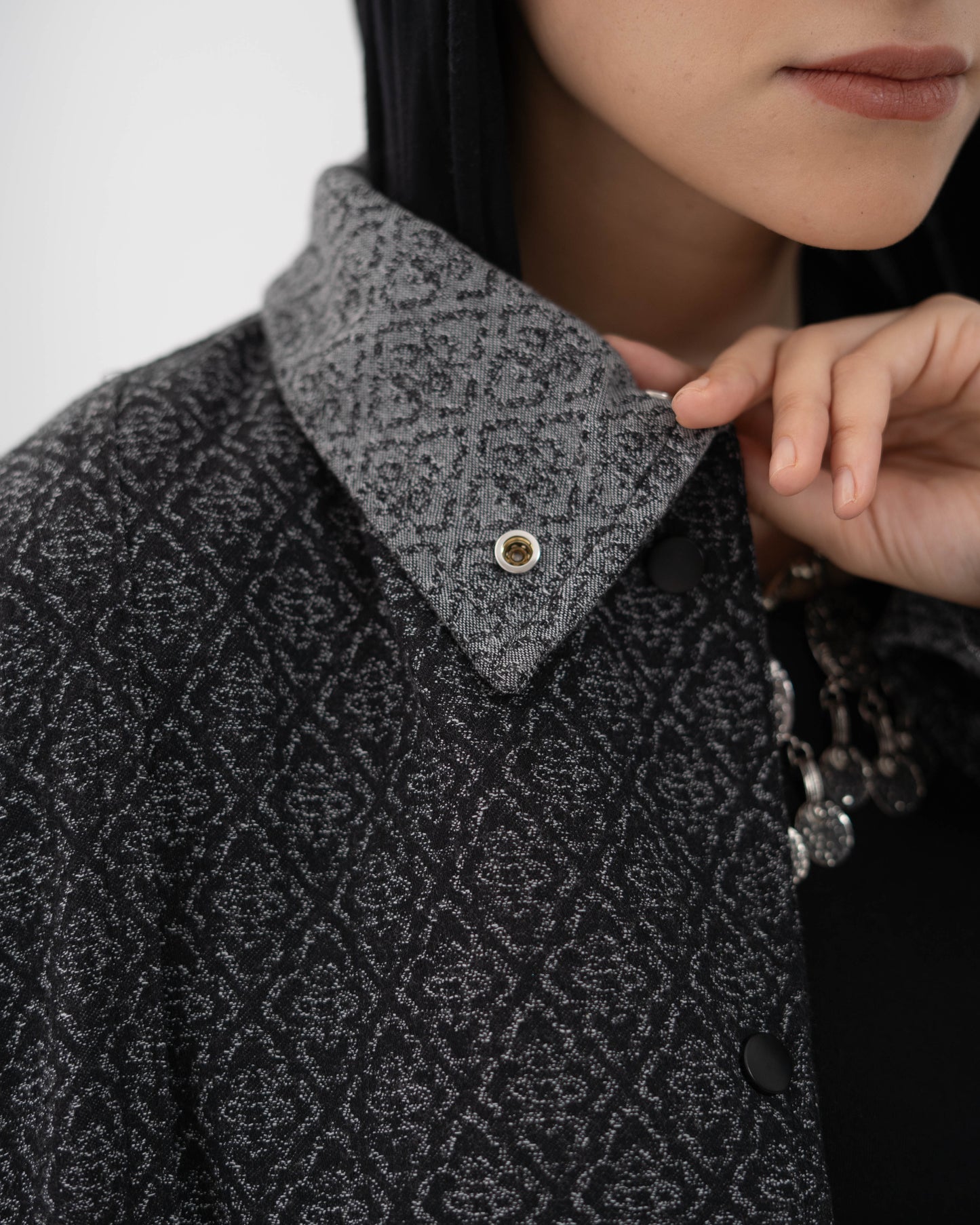 Boho Denim Set In Dark Grey