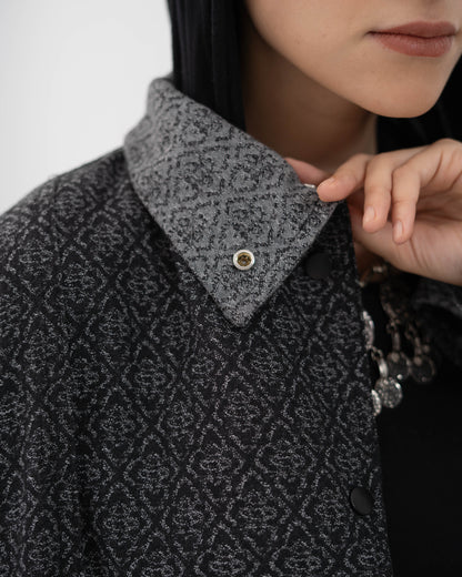 Boho Denim Set In Dark Grey