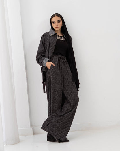 Boho Denim Set In Dark Grey