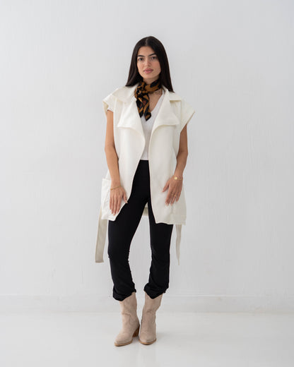 Leather Vest In Off-White
