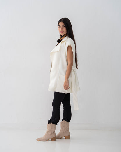 Leather Vest In Off-White