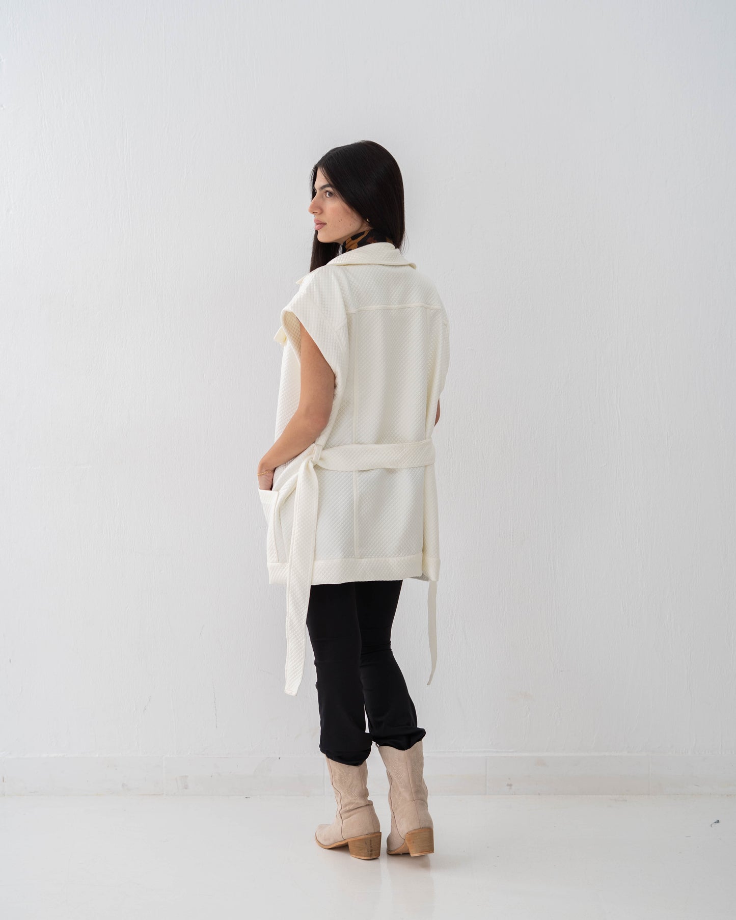 Leather Vest In Off-White