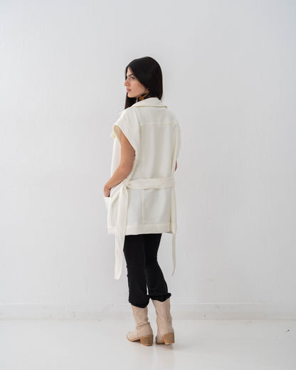 Leather Vest In Off-White