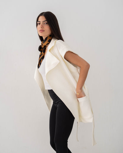Leather Vest In Off-White