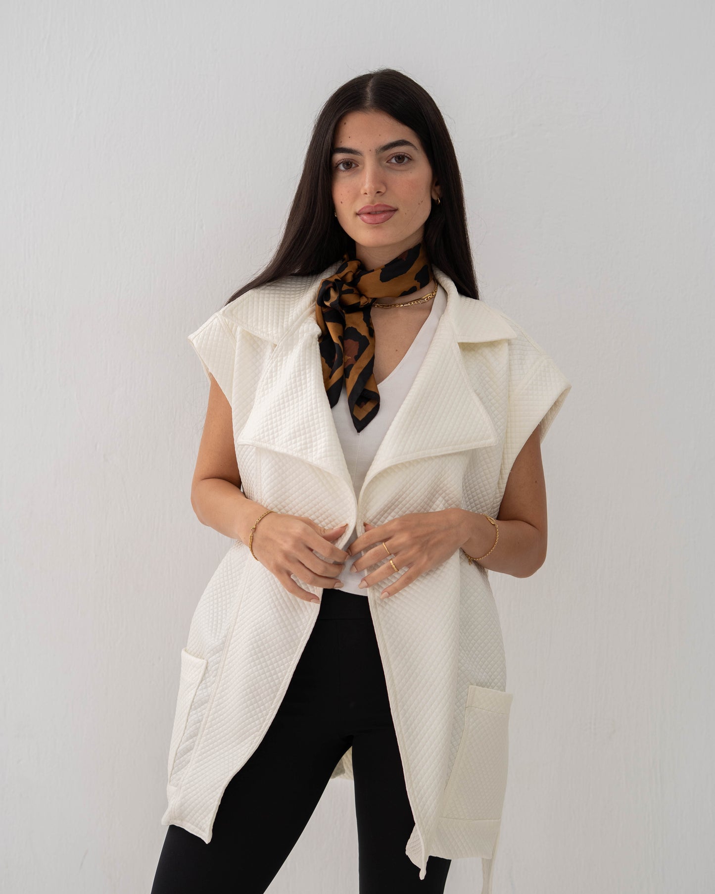 Leather Vest In Off-White