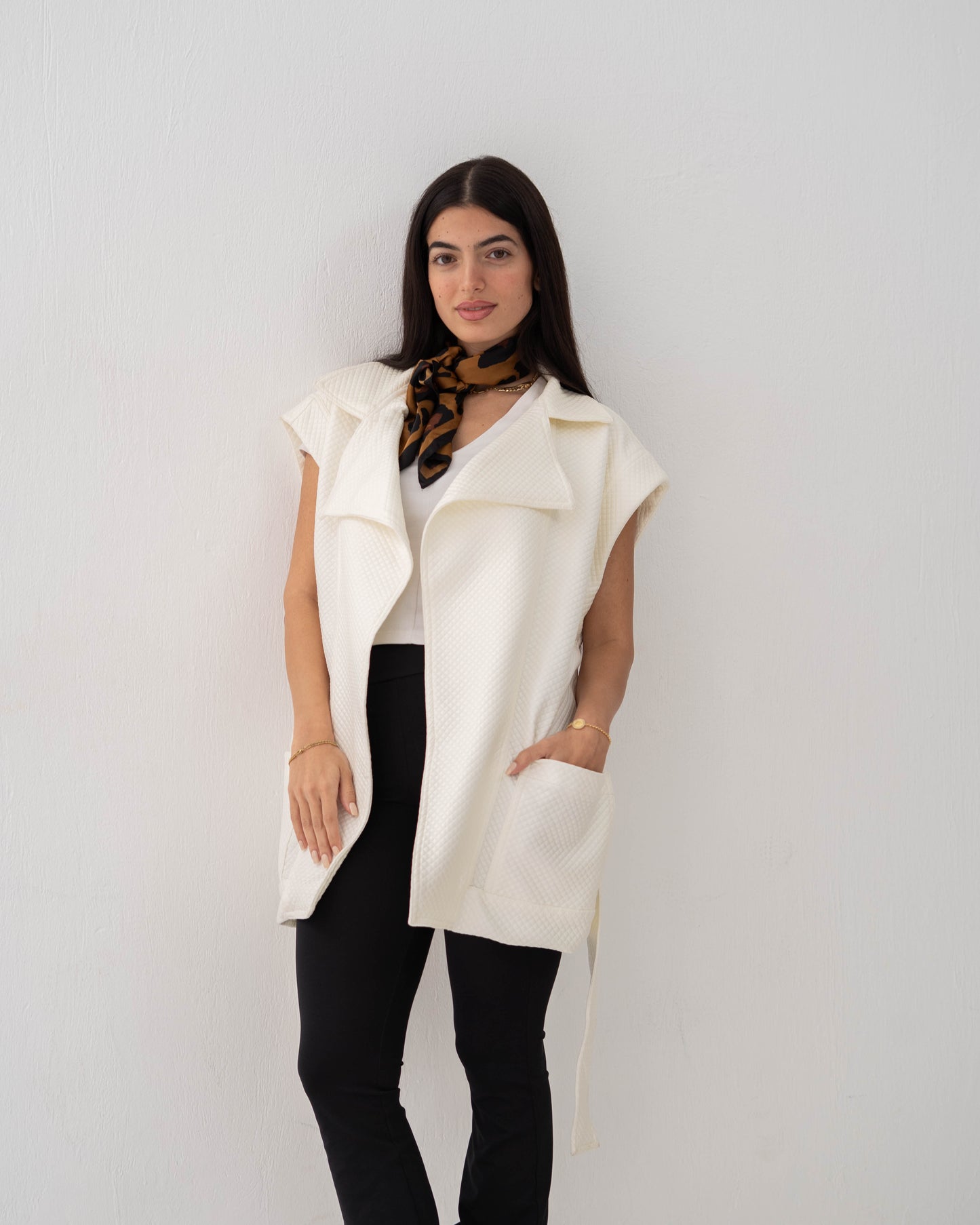 Leather Vest In Off-White