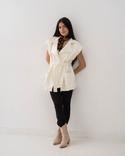 Leather Vest In Off-White