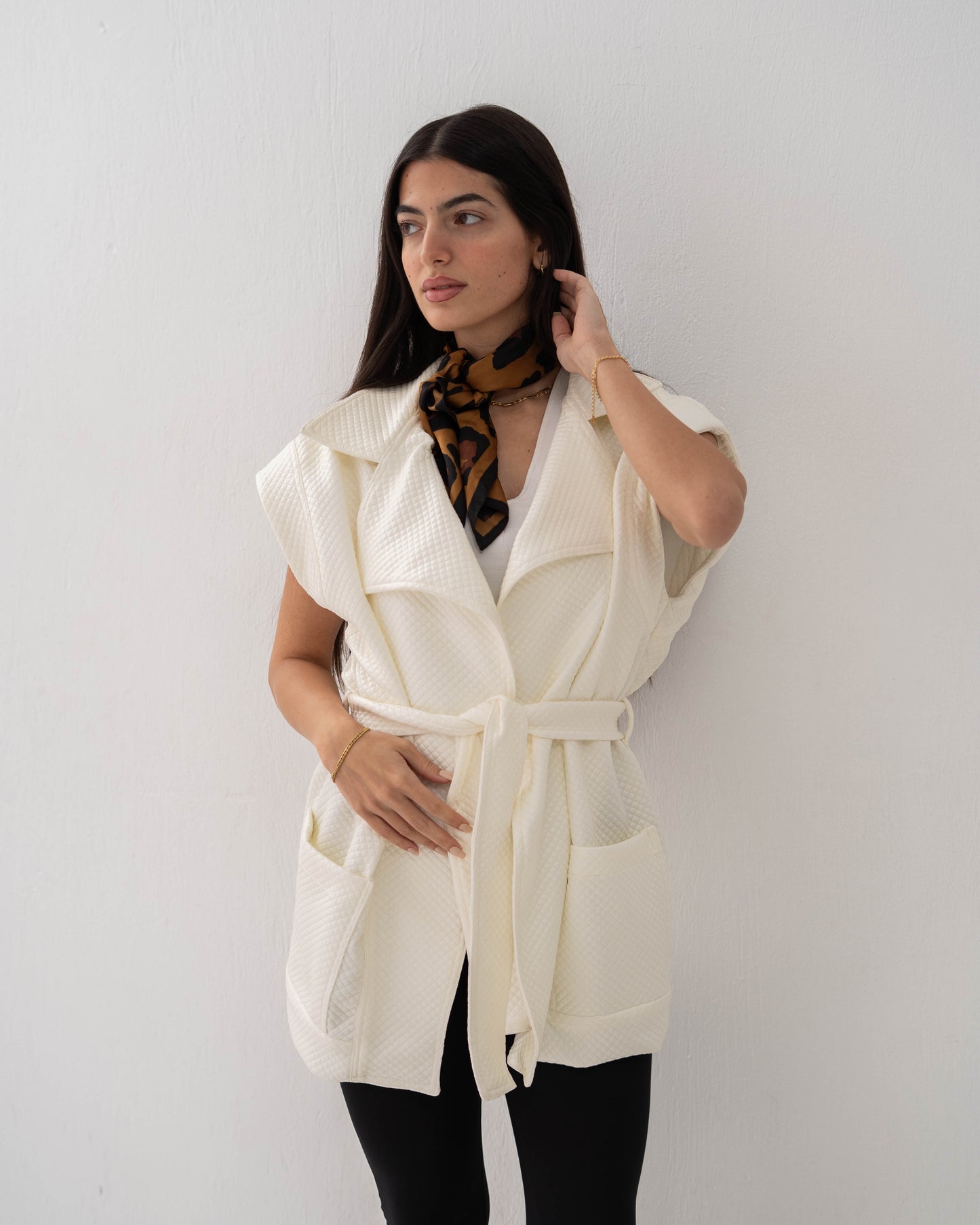 Leather Vest In Off-White