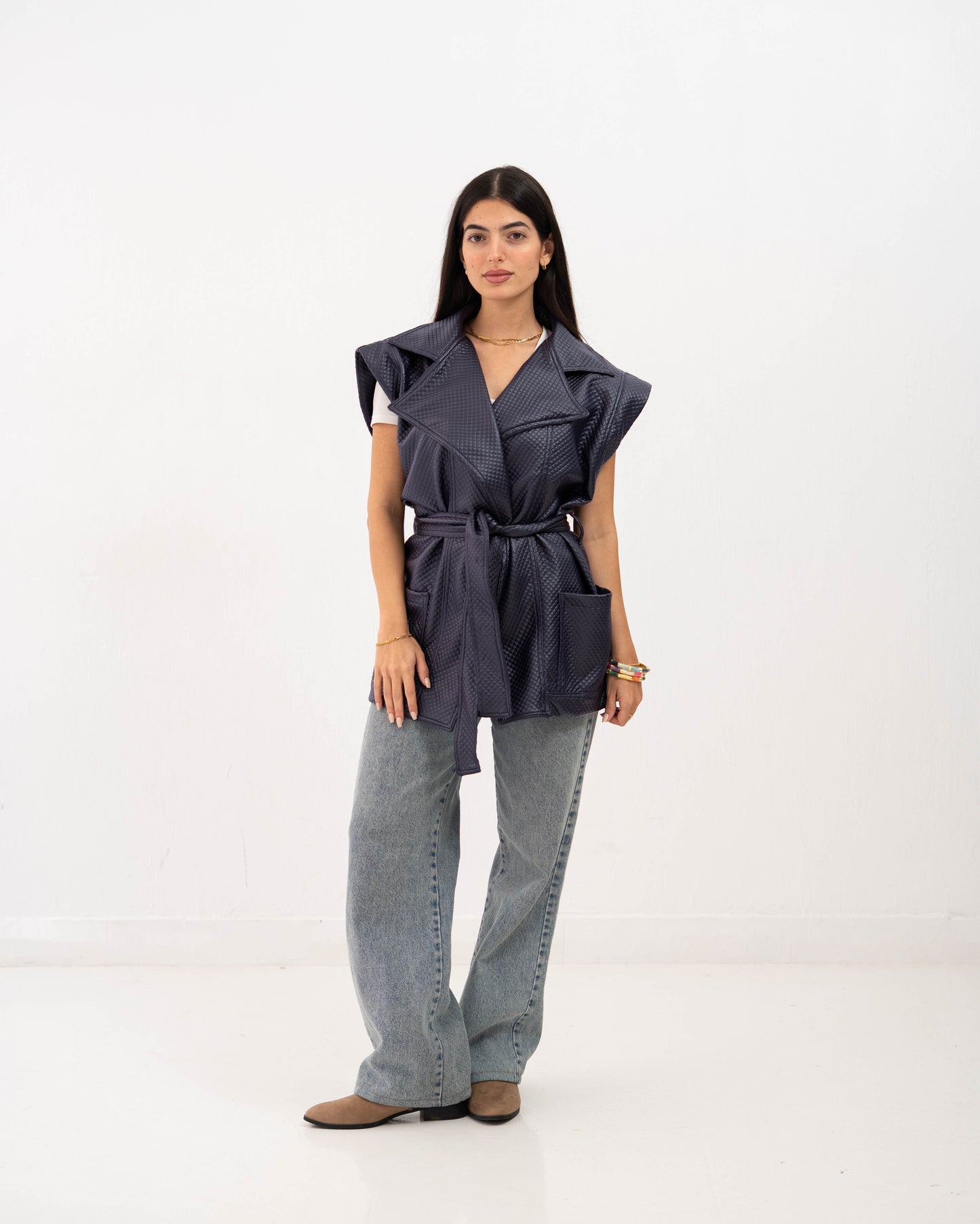 Leather Vest In Blue