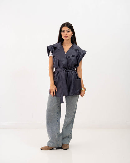 Leather Vest In Blue