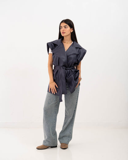 Leather Vest In Blue