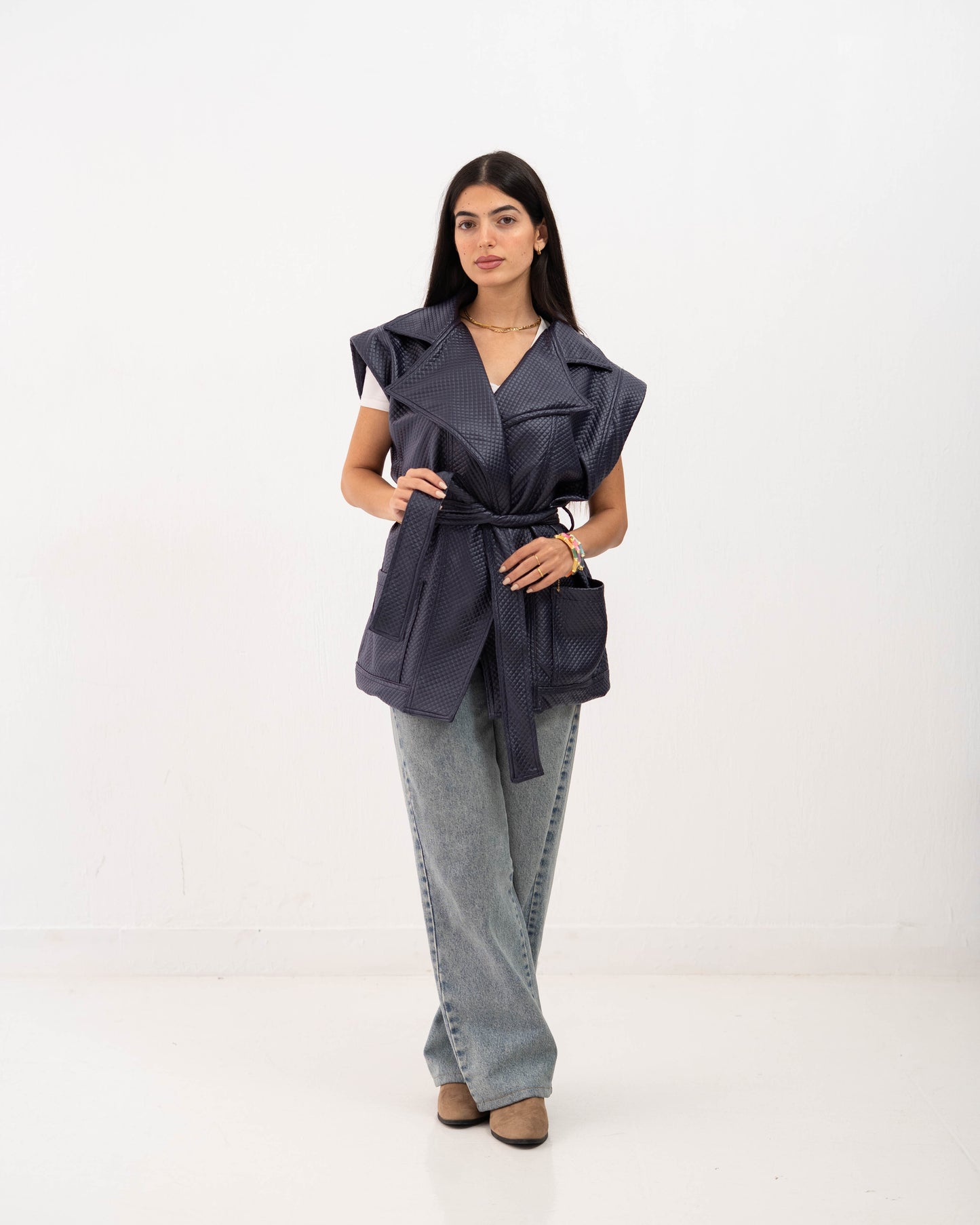 Leather Vest In Blue