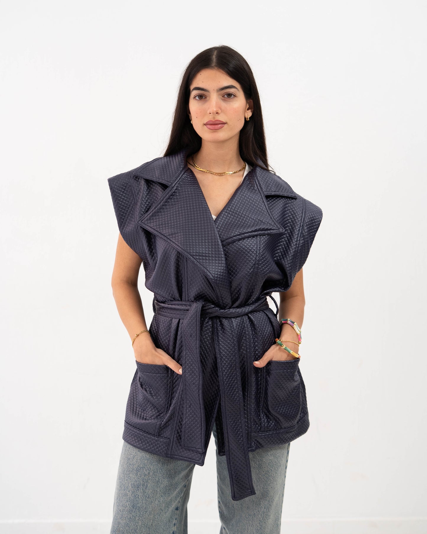 Leather Vest In Blue