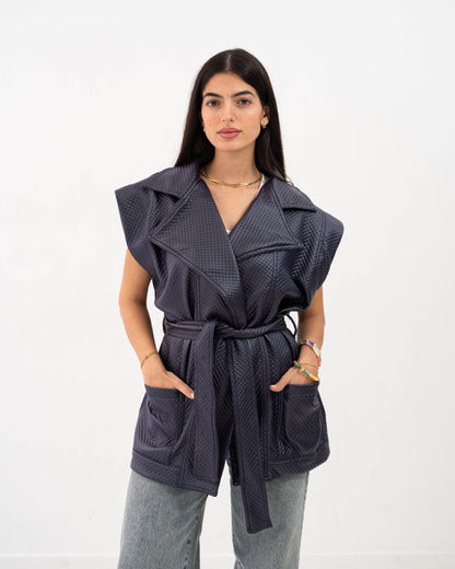 Leather Vest In Blue