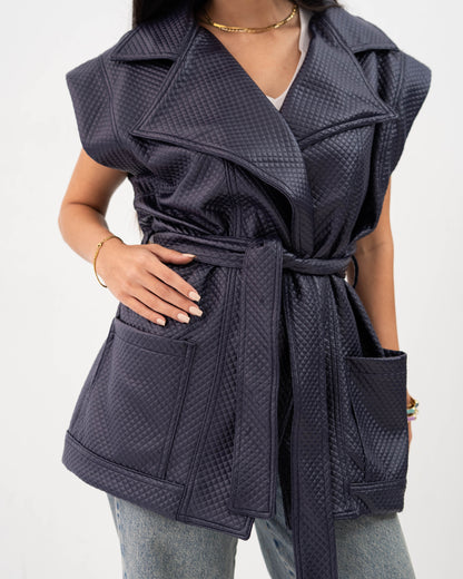 Leather Vest In Blue